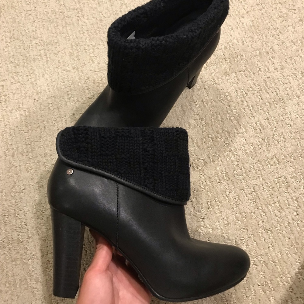 NEW UGG LEATHER BOOTIES HEELS